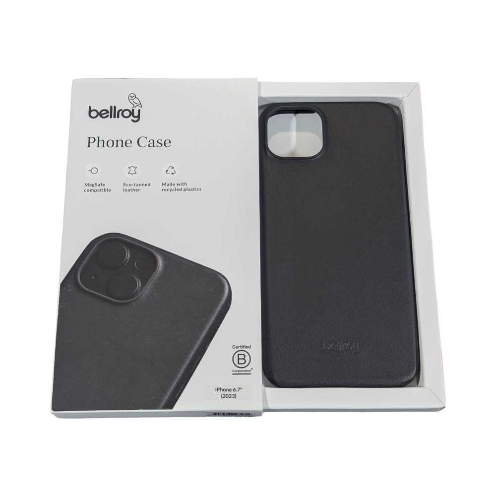 Qq2N‎ Bellroy - Phone Case For Apple iPhone 15 Plus, Eco-tanned Black Leather